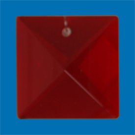 Spirale Quadrat Edelstahl 103mm mit Kristall 22mm rot