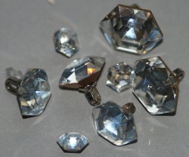 Messing Strassknopf 6-Eck platin crystall mit Swarovski&reg; Faconstein