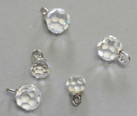 Knopf rund, platin crystall mit Kugel facettiert 10mm