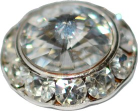 Strass Knopf 16mm silber kristall kristall