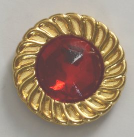 Messingknopf mit Kristallstein 18mm gold ruby