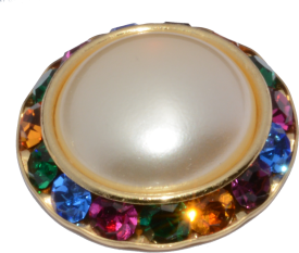 Strass Knopf 25mm platin multi blutstein