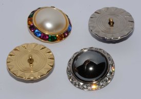 Strass Knopf 25mm platin multi blutstein