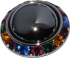 Strass Knopf 25mm platin multi blutstein