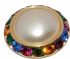 Strass Knopf 25mm platin multi blutstein