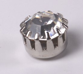 Messing Strassknopf 11mm, platin crystall