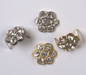 Splint Blütenform mit 7 Chatons 15mm gold-kristall