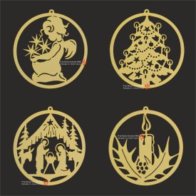 Weihnachtsmotive rund 4 Motive sortiert 65mm